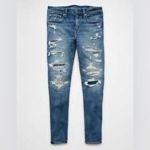 American Eagle Outfitters Ripped Blue Skinny Jeans